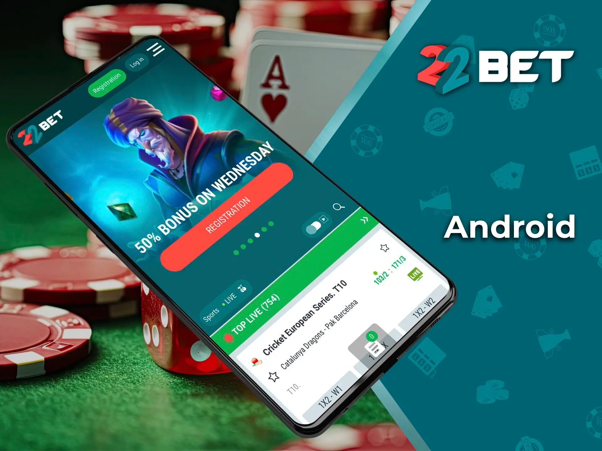 The 22Bet app for android helps users get quick access to the casino.