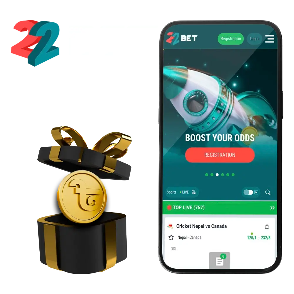 Try the mobile device app from 22Bet Casino.