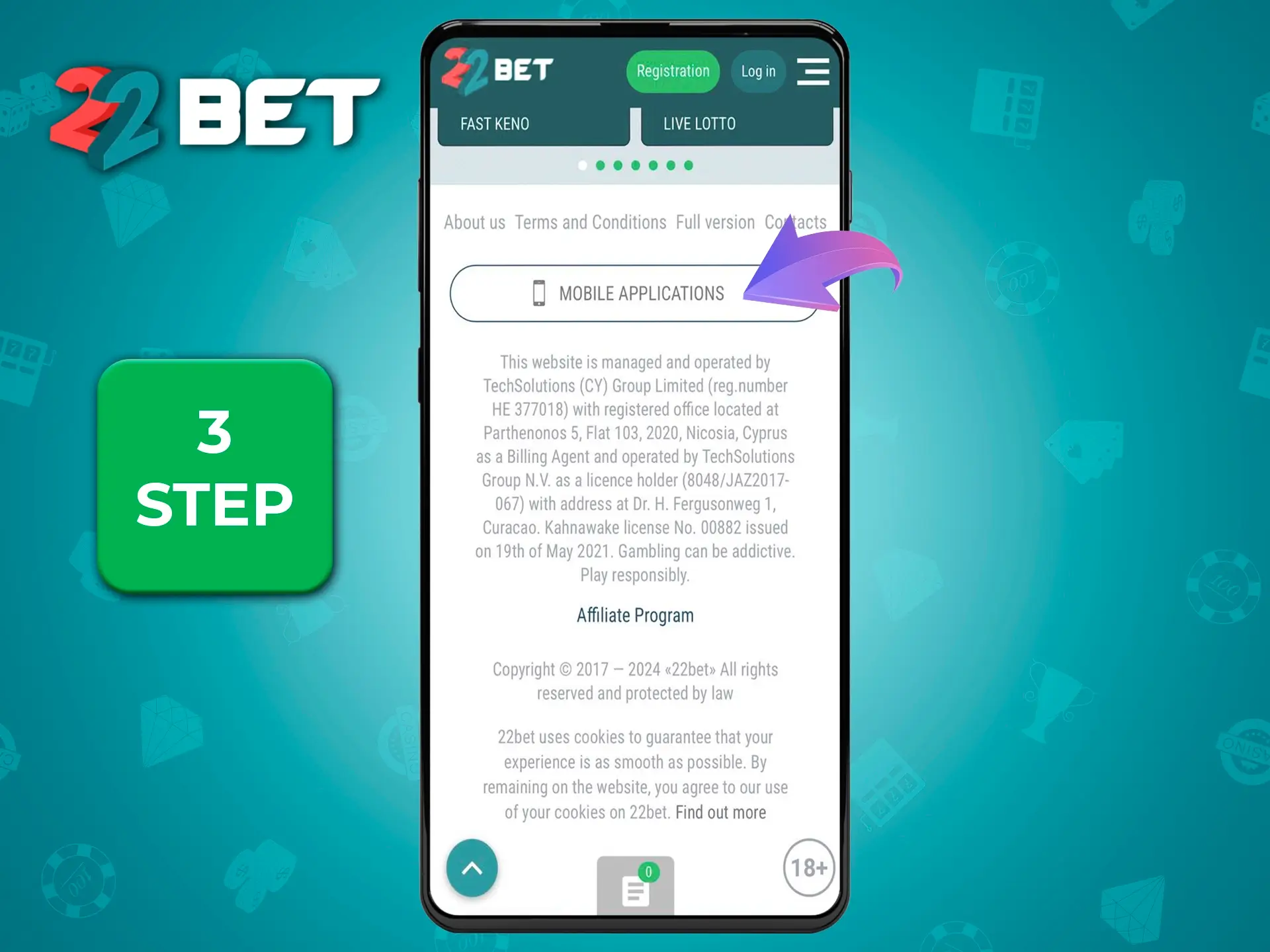 Proceed to download the 22Bet mobile app.