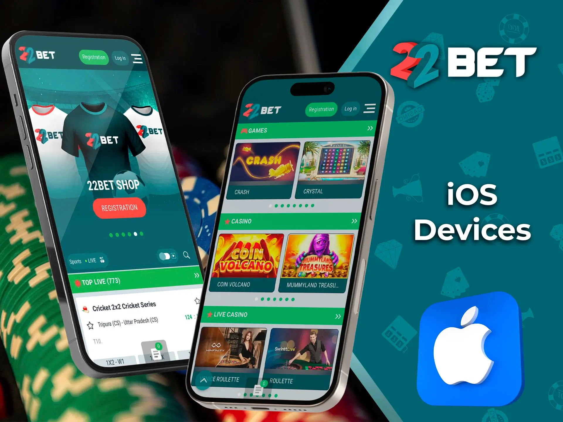 Enjoy the quality and high performance of the 22Bet app for iOS devices.