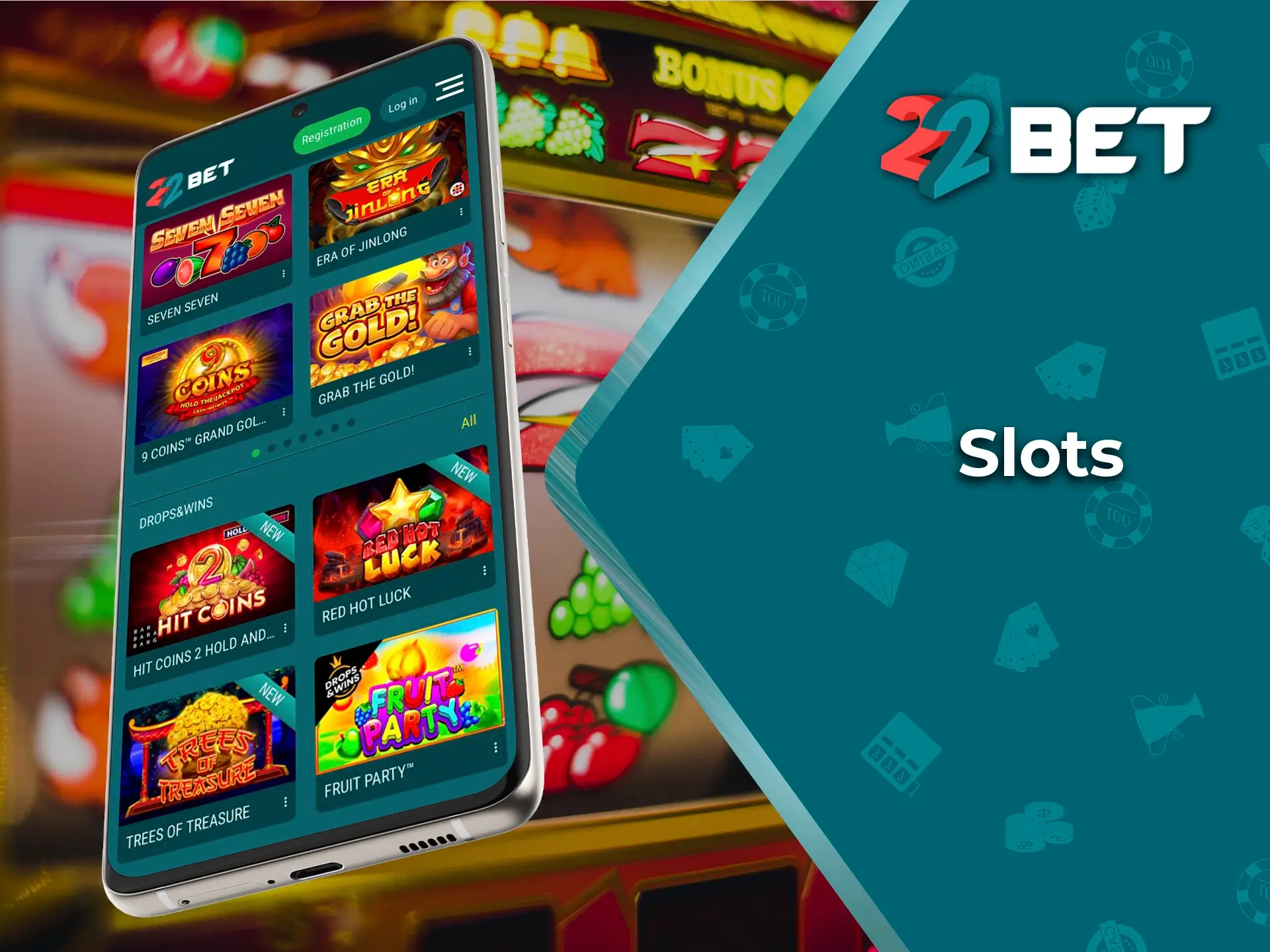 All the most popular and famous slot games are available on the 22Bet app.