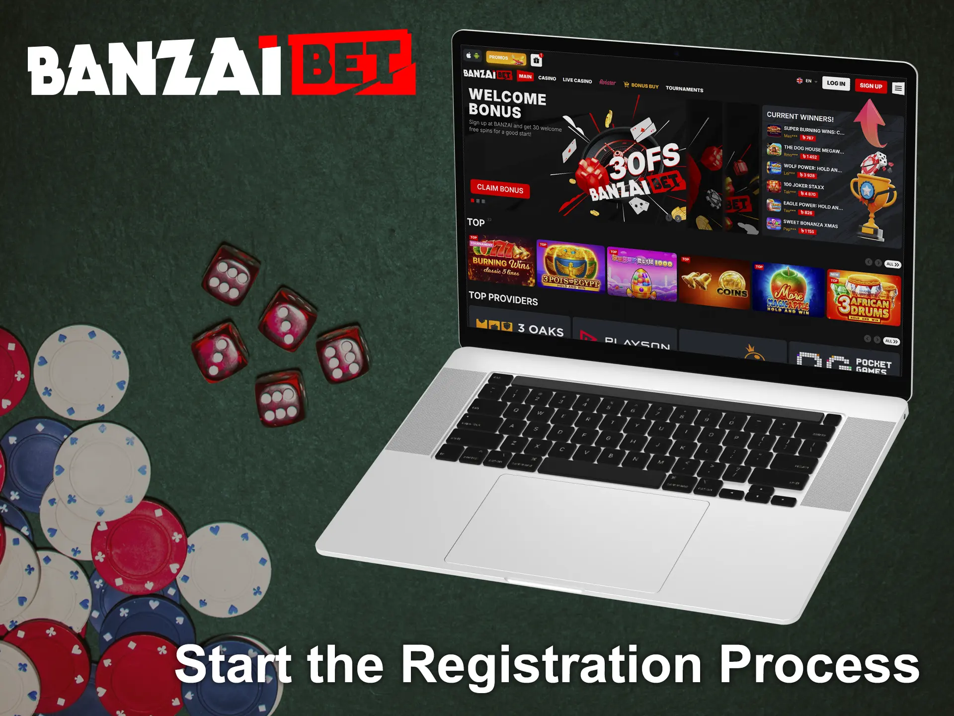 Click on the Sign up button to start registration at BanzaiBet.