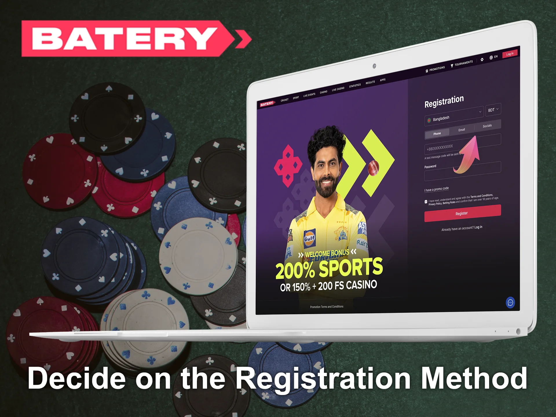 Choose a suitable registration method at Batery.