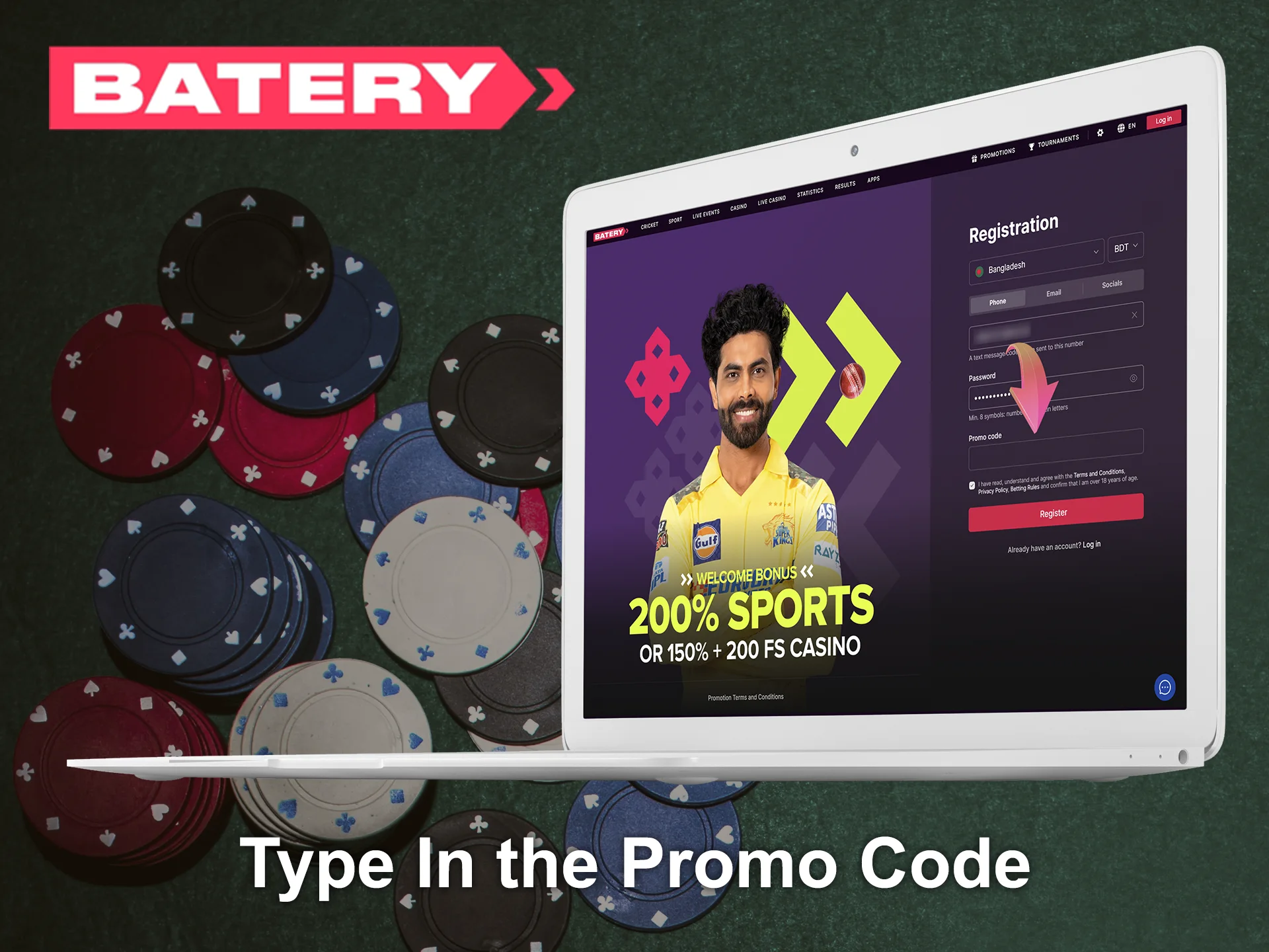 Enter the promo code at Batery website, if you have one.