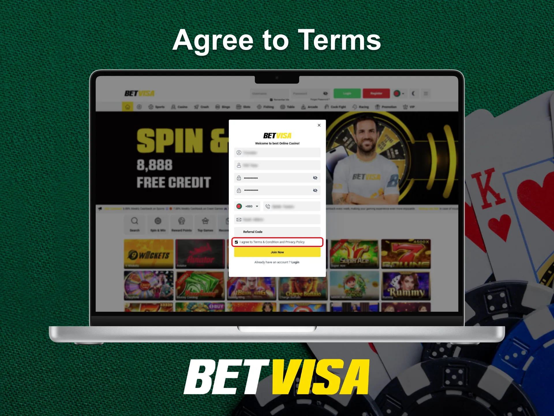 Agree to the Terms and Conditions of Betvisa.