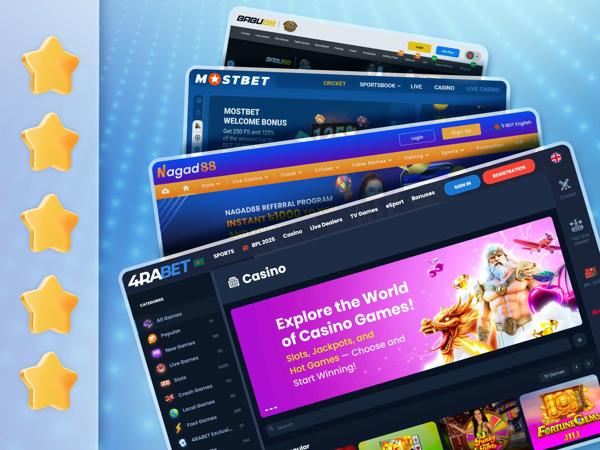 Check out our thoughtfully curated ratings of online casinos in Bangladesh.