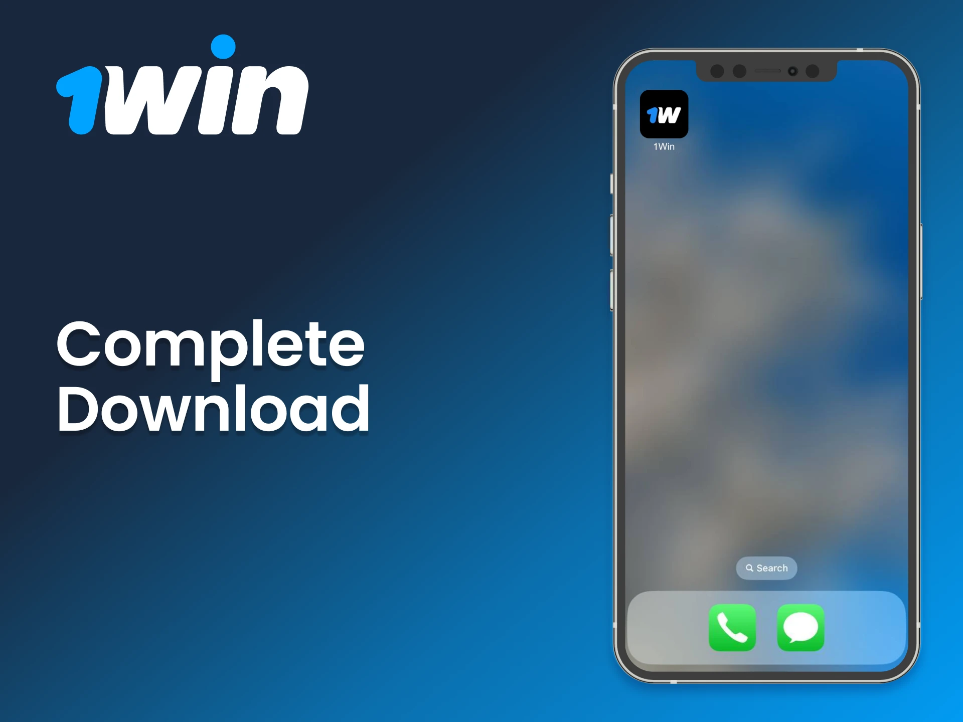 Wait for the download of 1Win app to finish.