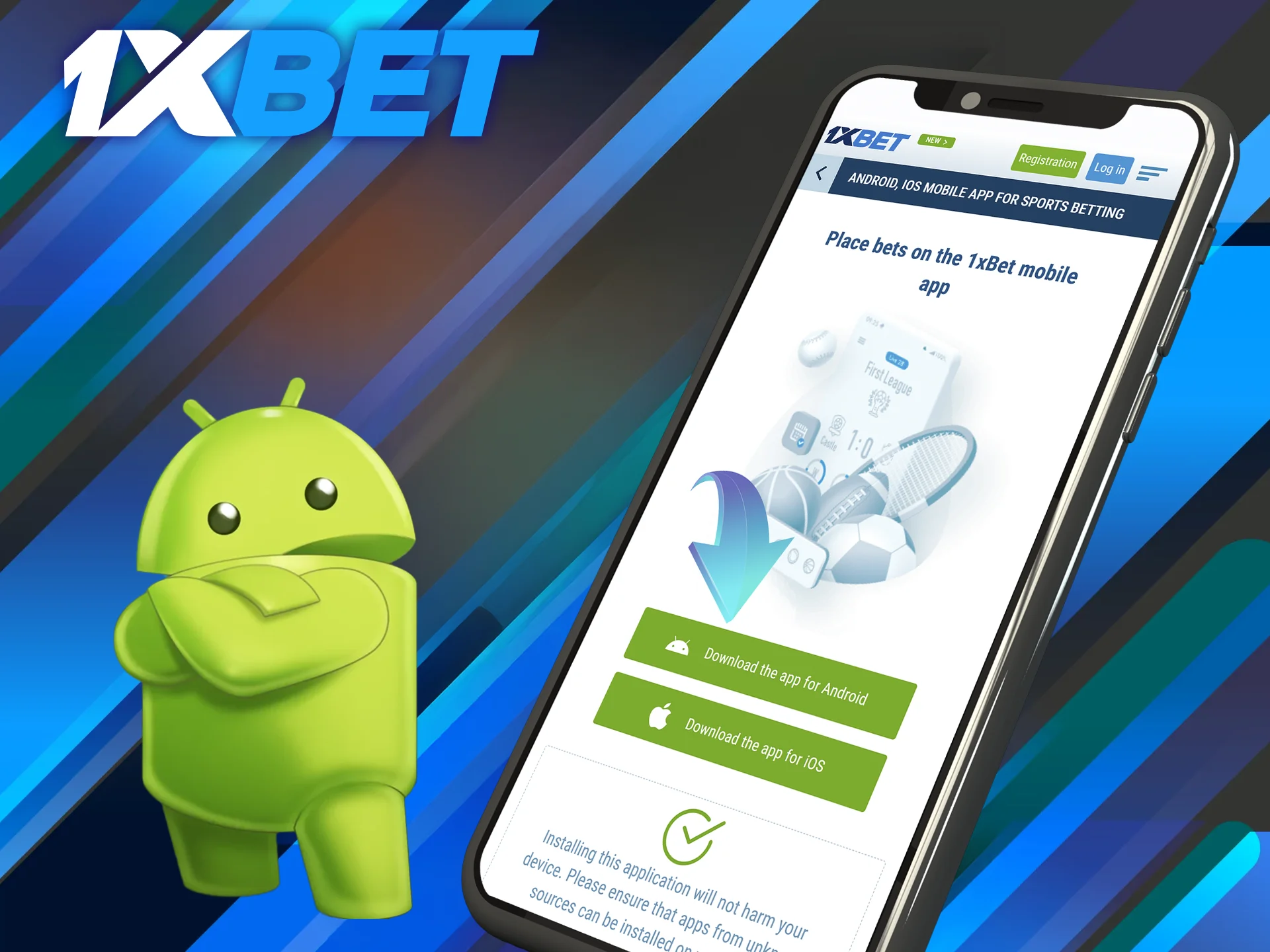Choose Android to access the 1xBet app download page.