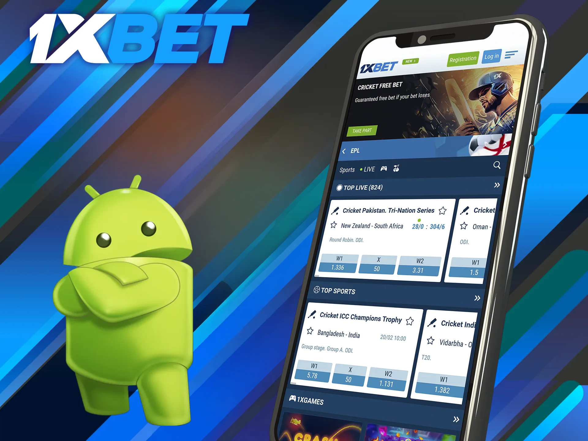 Visit the official 1xBet website using a mobile browser.
