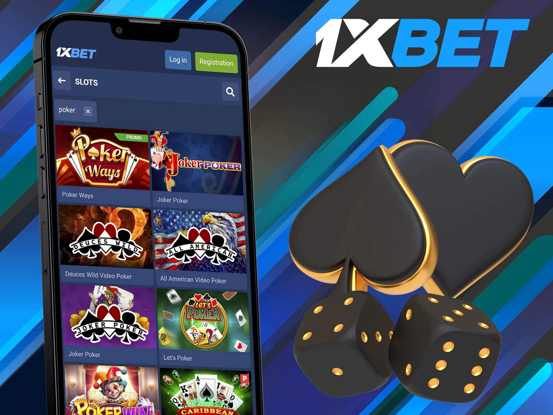 Enjoy several poker games at 1xBet.