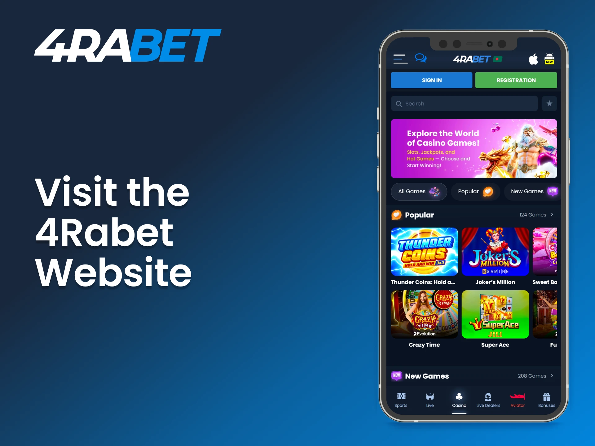 Visit the 4Rabet website from your iOS device.