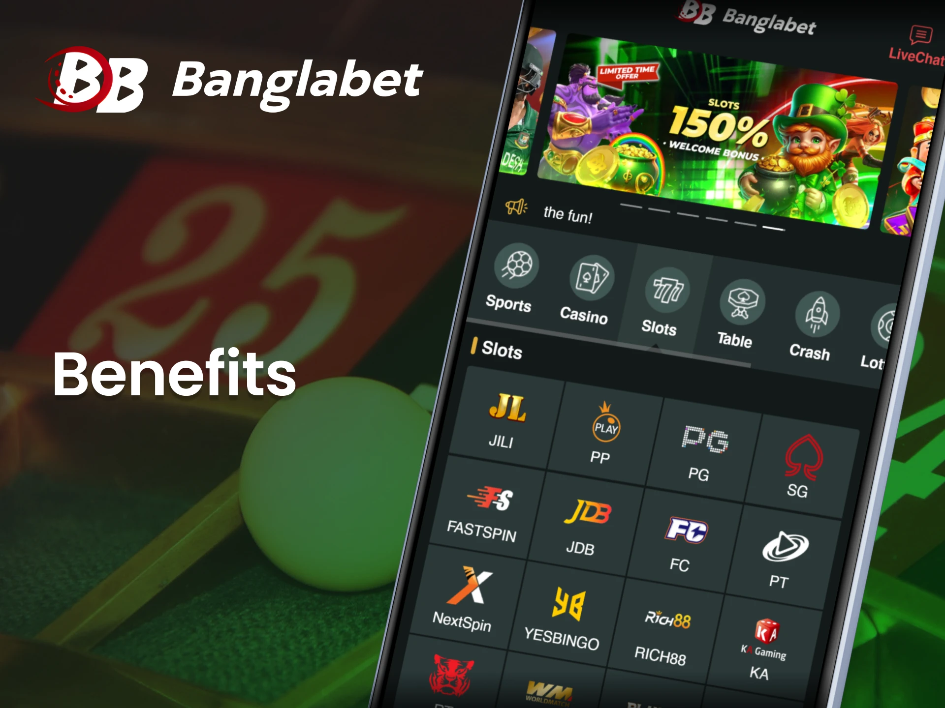 Bet on sports and play thousands of casino games on the Banglabet app.