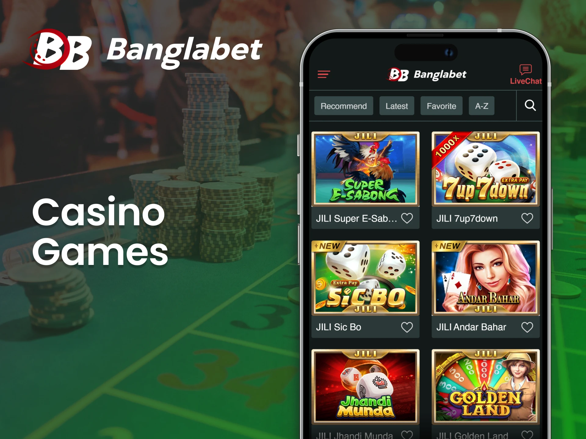 Find an expansive variety of casino games on the Banglabet mobile app.