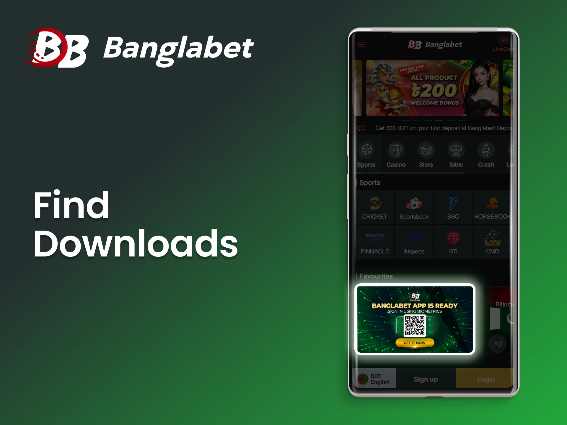 Find the link to download the Banglabet casino app.
