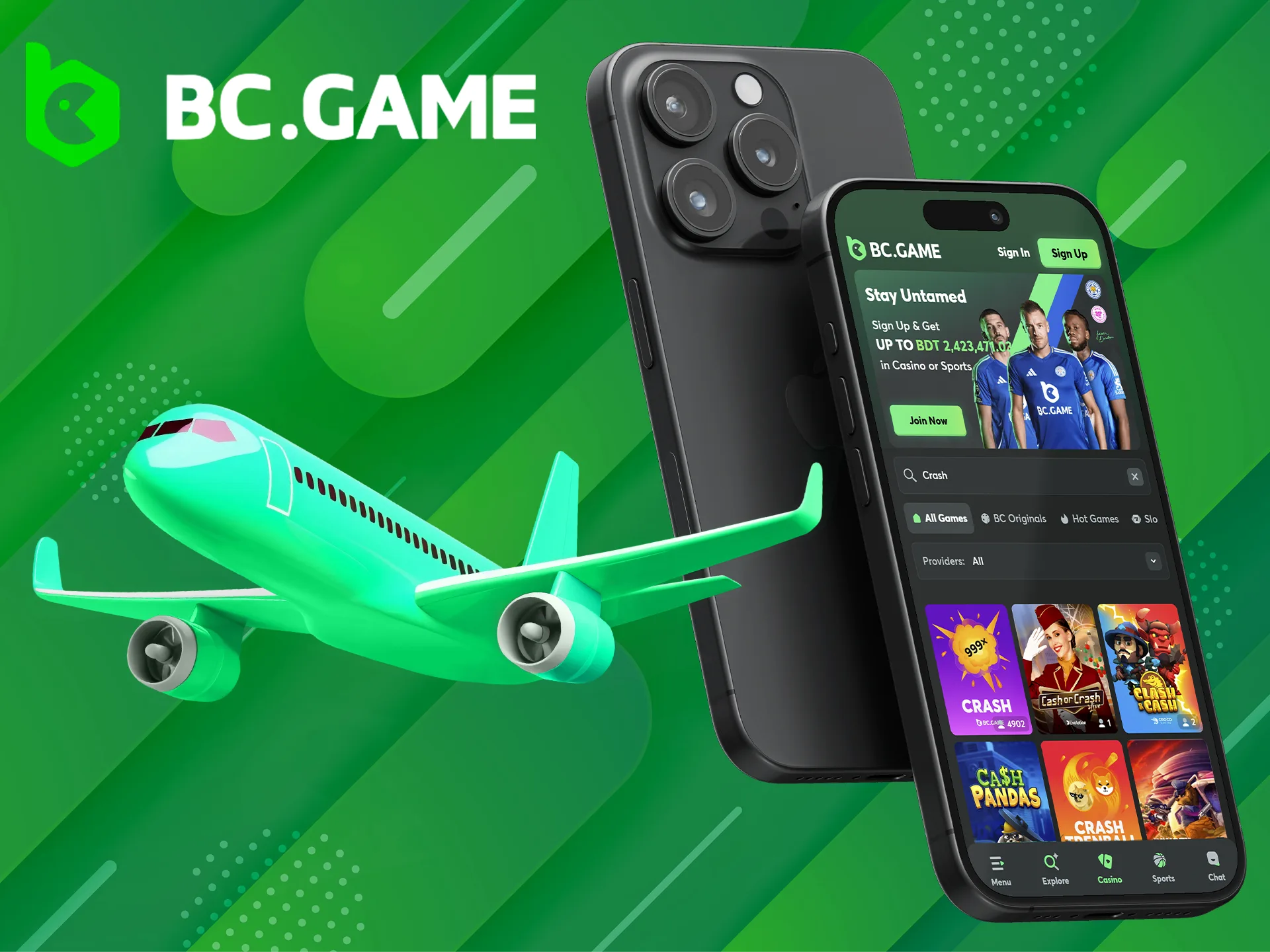 BC Game app has a range of popular crash games.