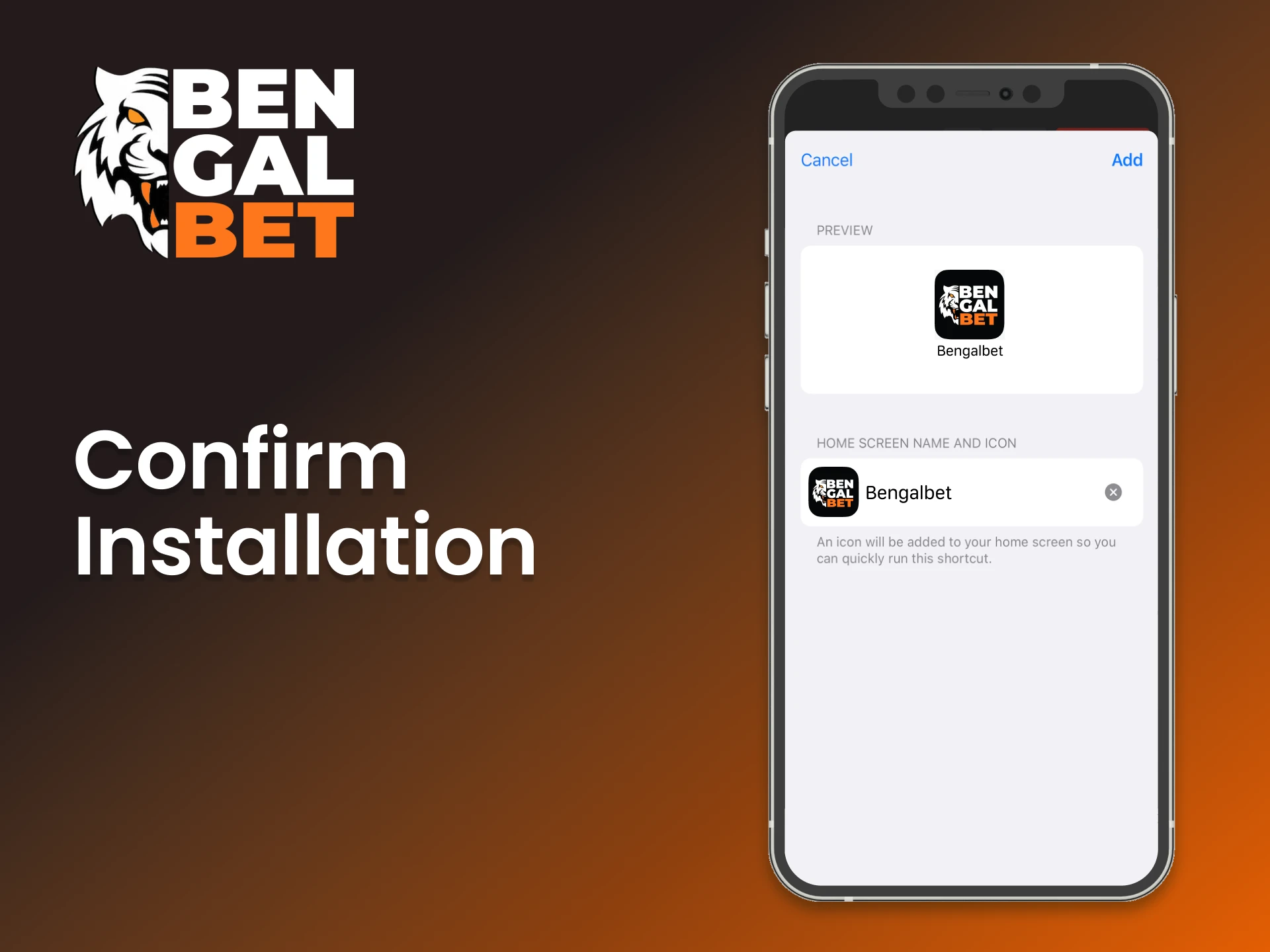 Save a shortcut for quick access to Bengalbet.