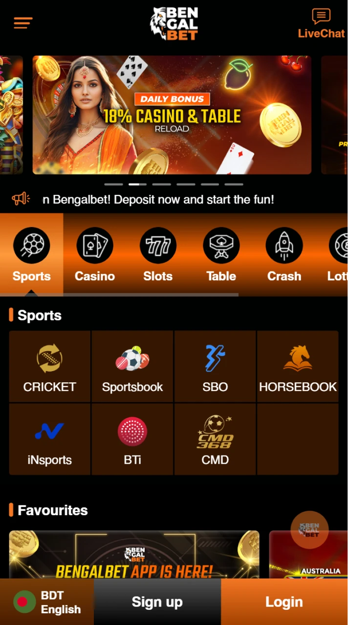 The Bengalbet website offers a homepage that is easy to use.