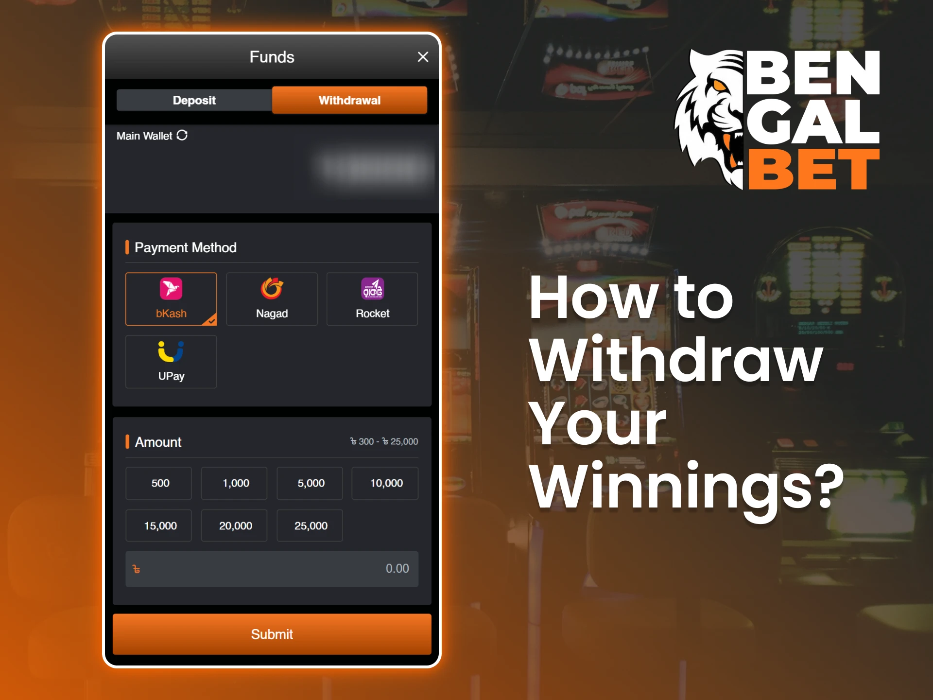 Enjoy smooth withdrawals of your winnings from Bengalbet.