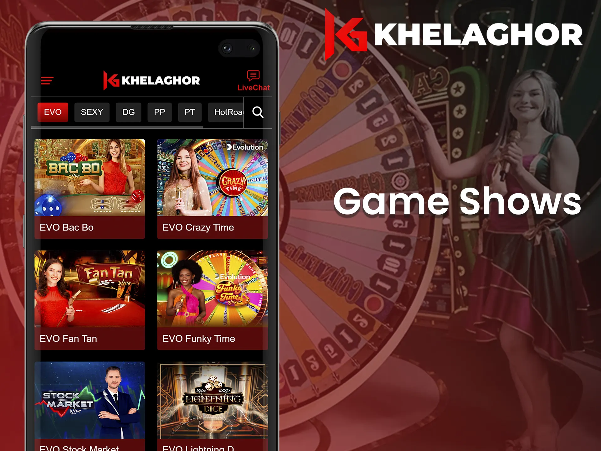 Popular game shows at Khelaghor mobile app.