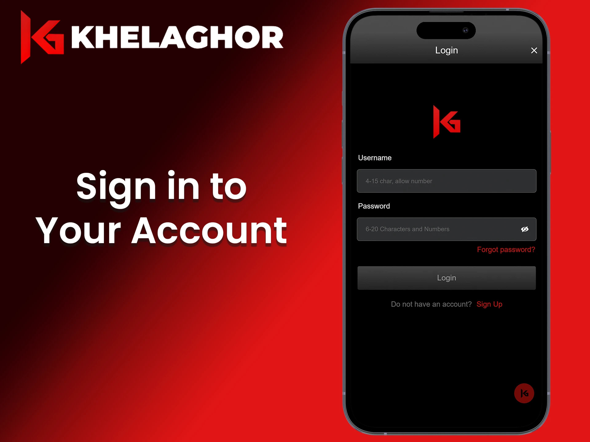 Log in or create a new account at Khelaghor.