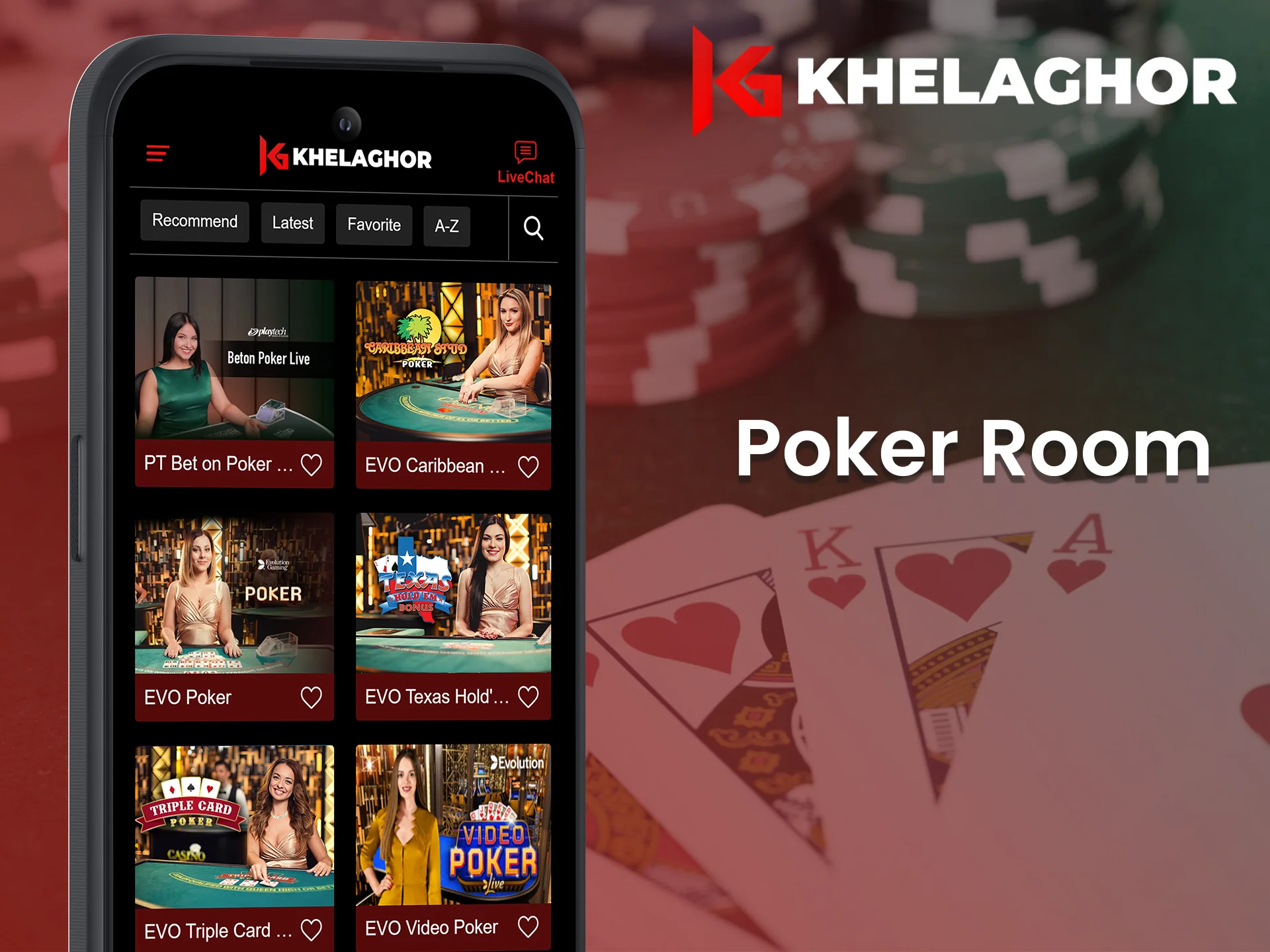 Play poker games and win with Khelaghor mobile app.