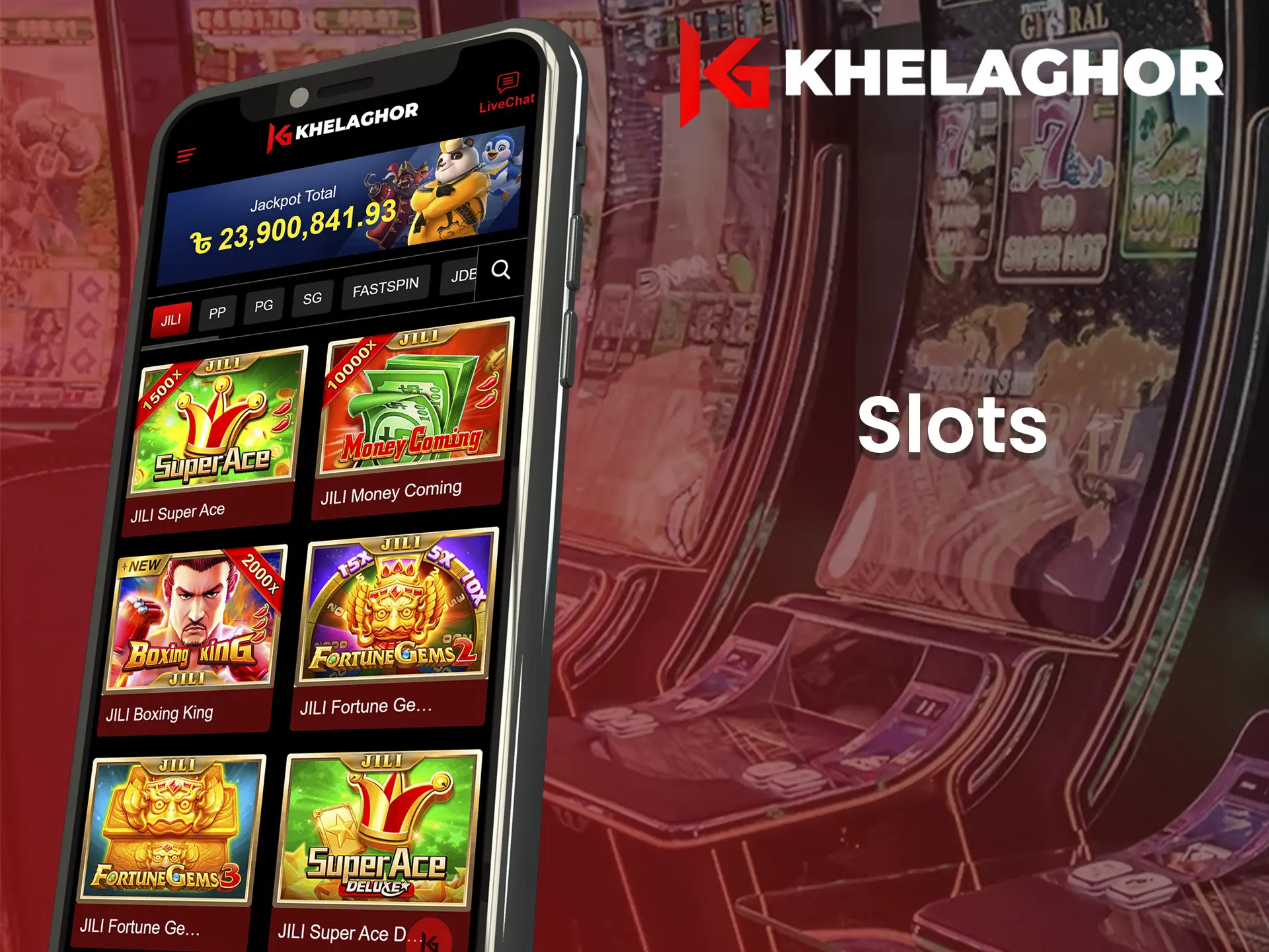A variety of slot games at Khelaghor app.