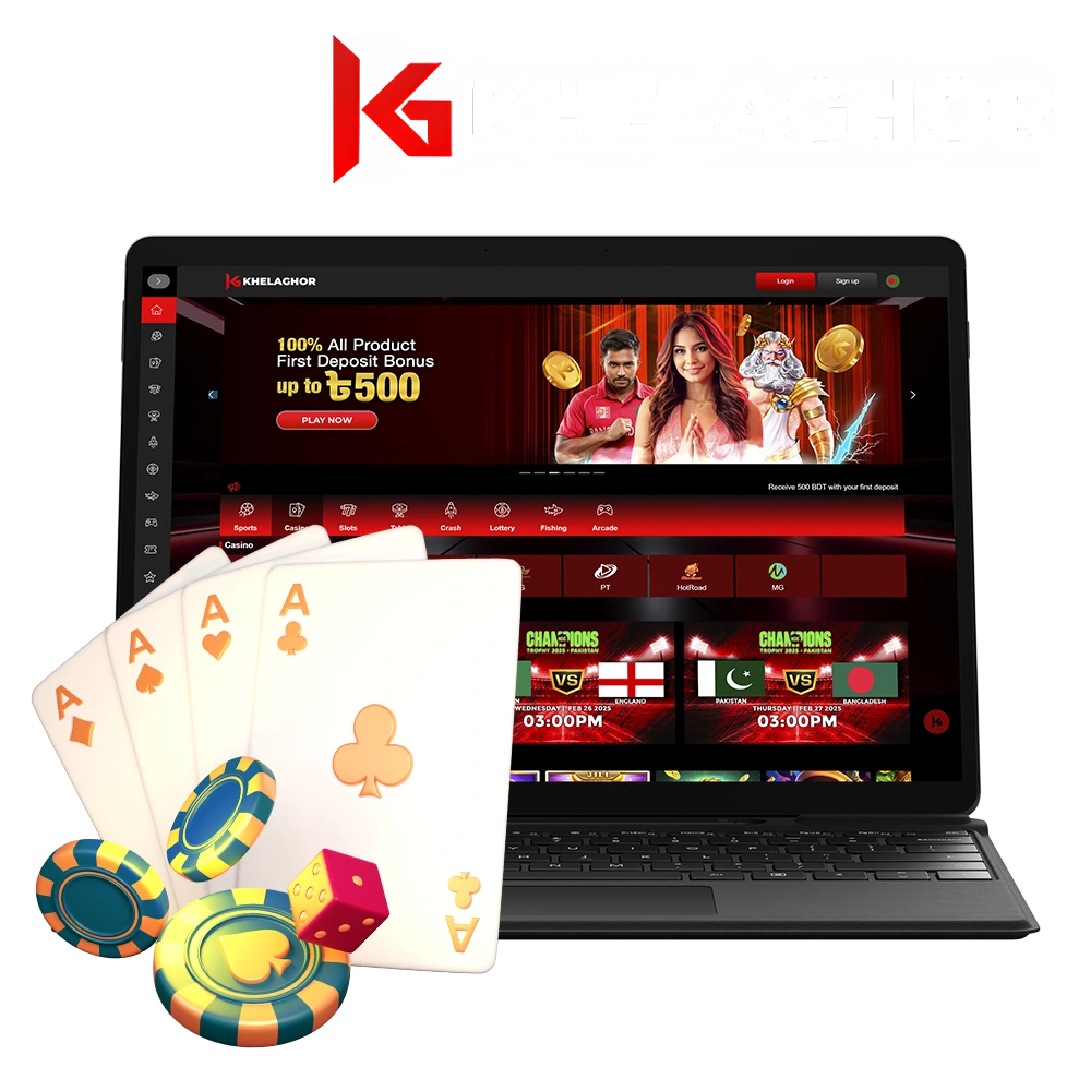 Play casino games and place your bets at Khelaghor.