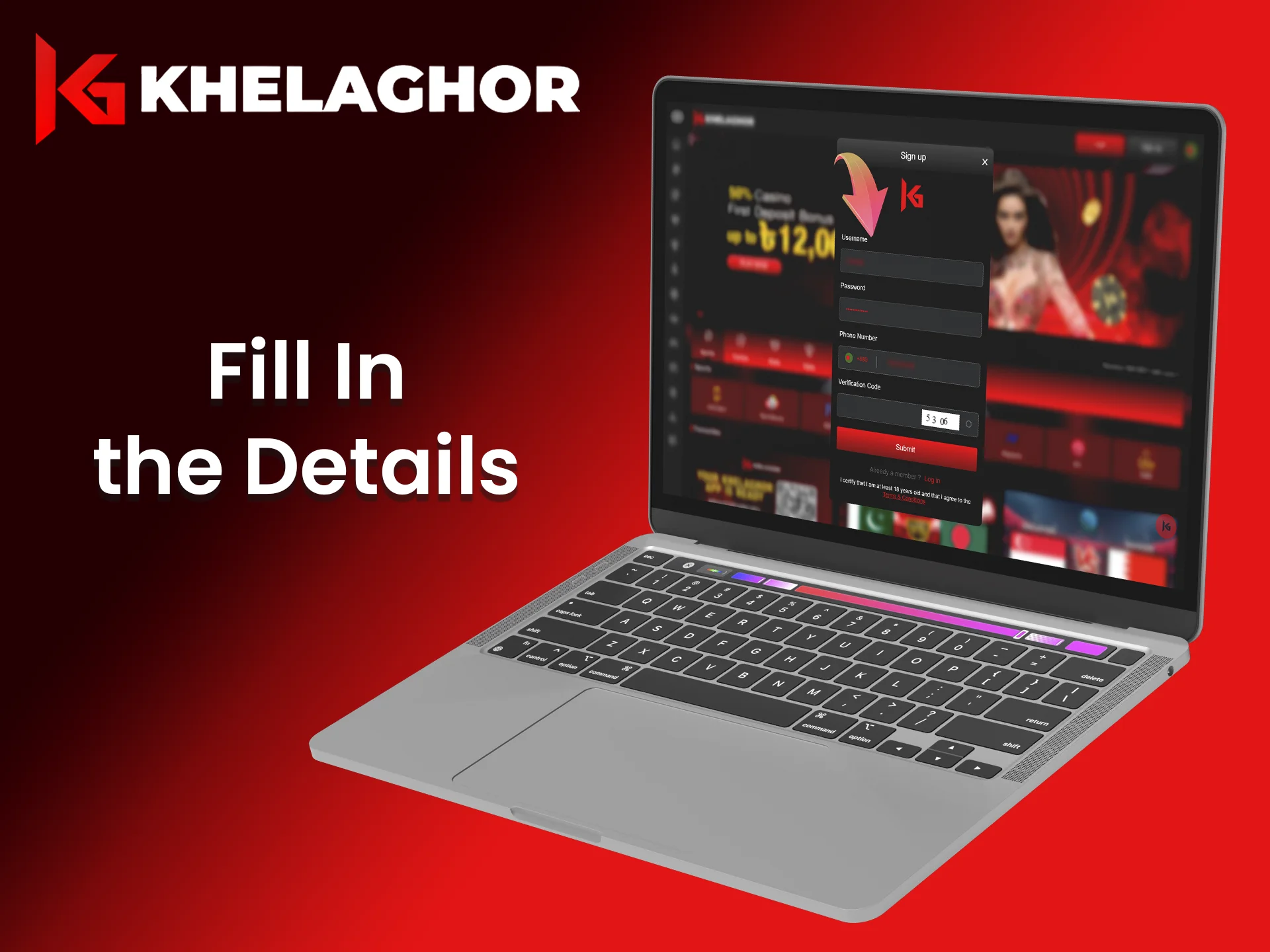 To register at Khelaghor, fill in the required details.