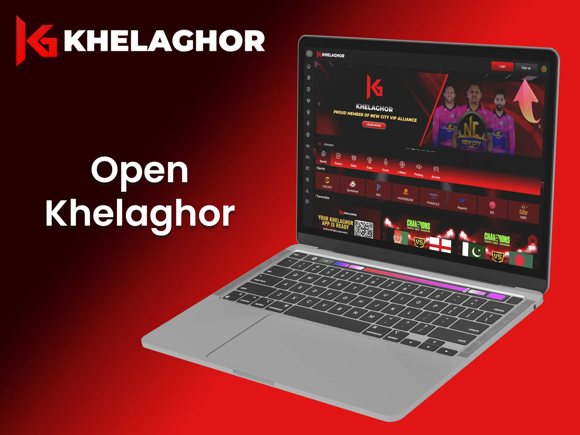 Go to the Khelaghor's website and click Sign Up.