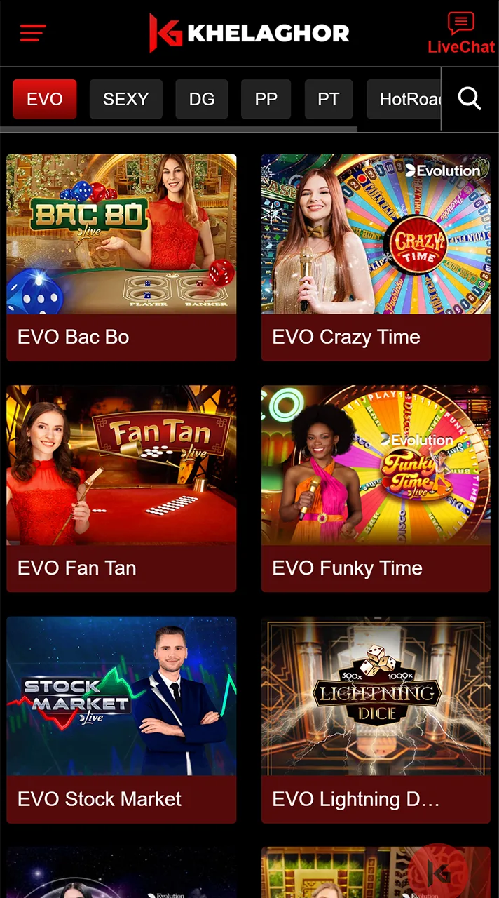 Experience the atmosphere of a live casino with Khelaghor.