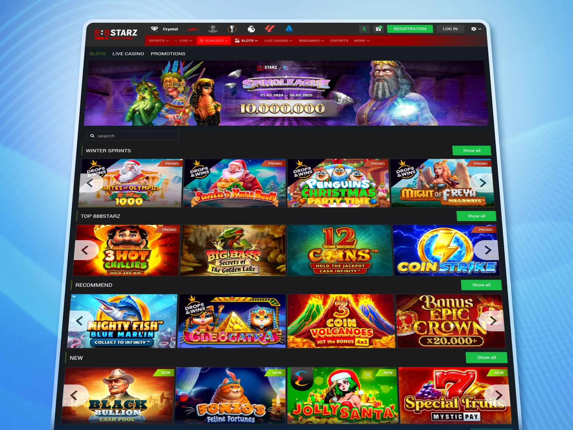 Spin and win at 888Starz online casino.