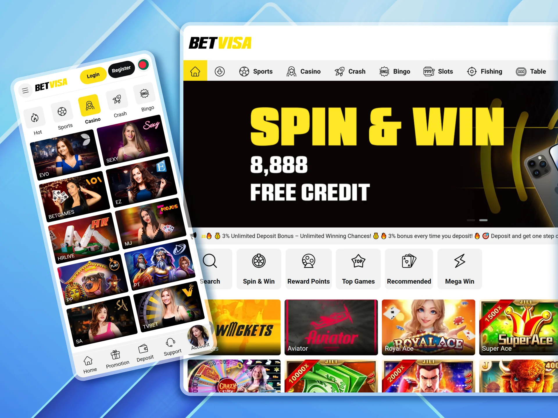 Have fun at online gambling with the Betvisa online casino.