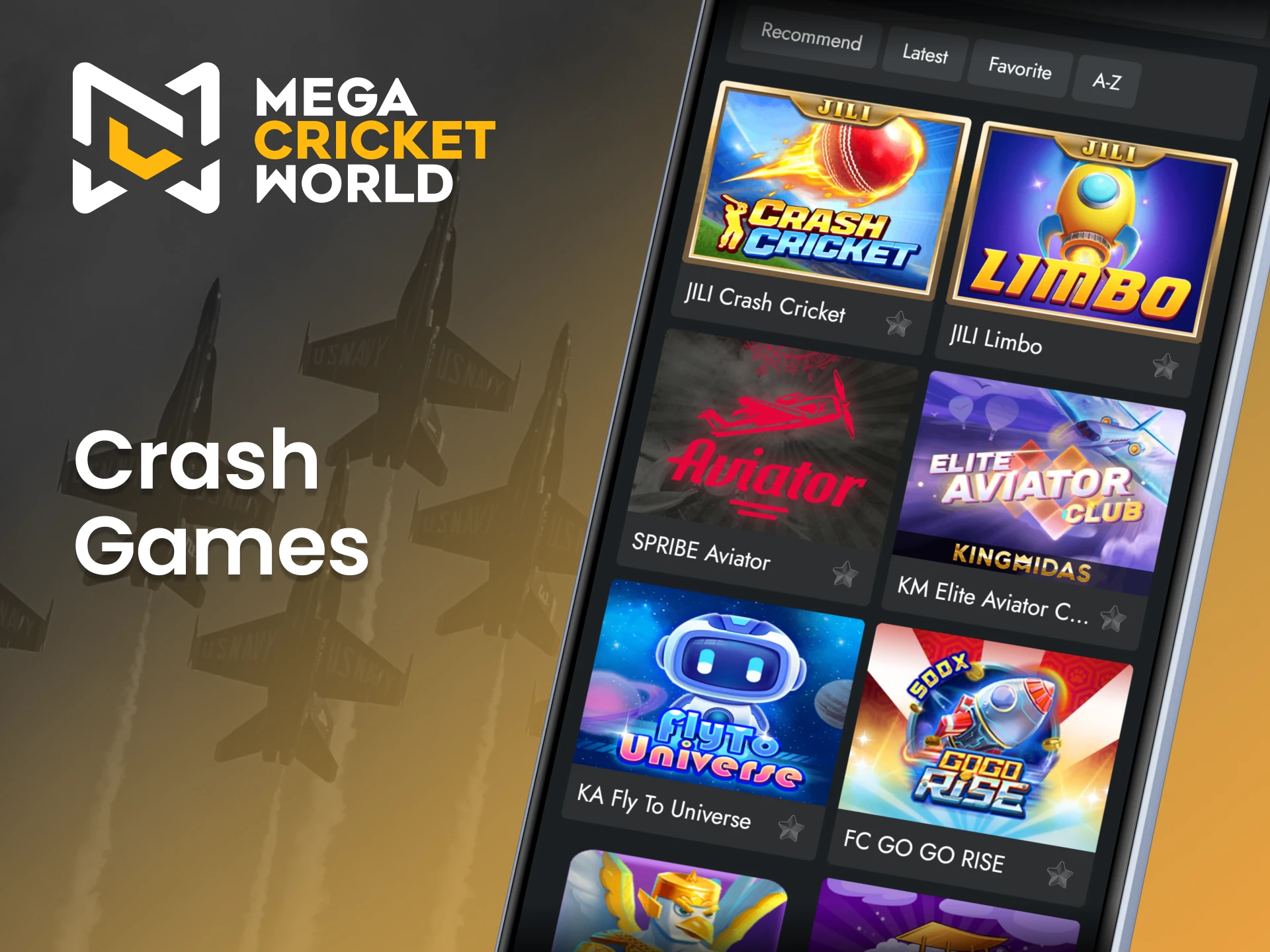 Discover fast-paced crash games in the Mega Cricket World app.