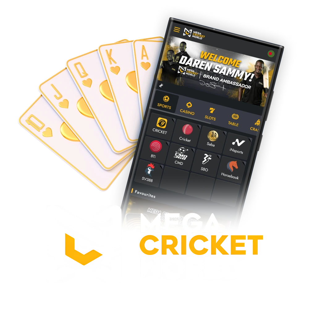 Get the Mega Cricket World app and play casino games on your phone.