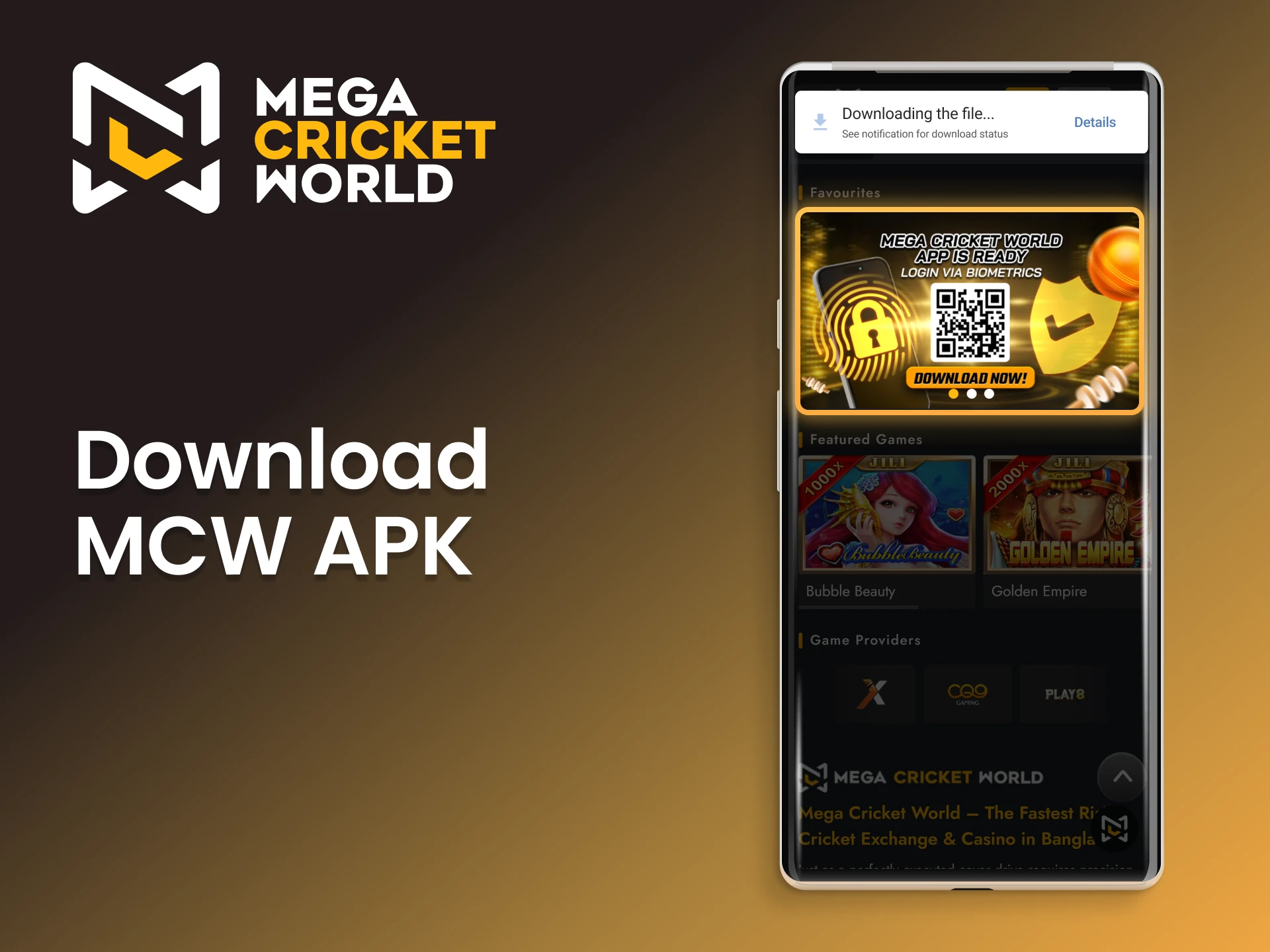 Start downloading the Mega Cricket World application.