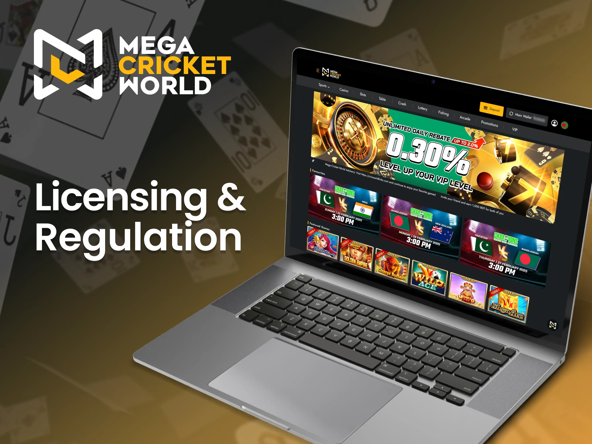 Mega Cricket World is a fully licensed online casino operating legally in Bangladesh.