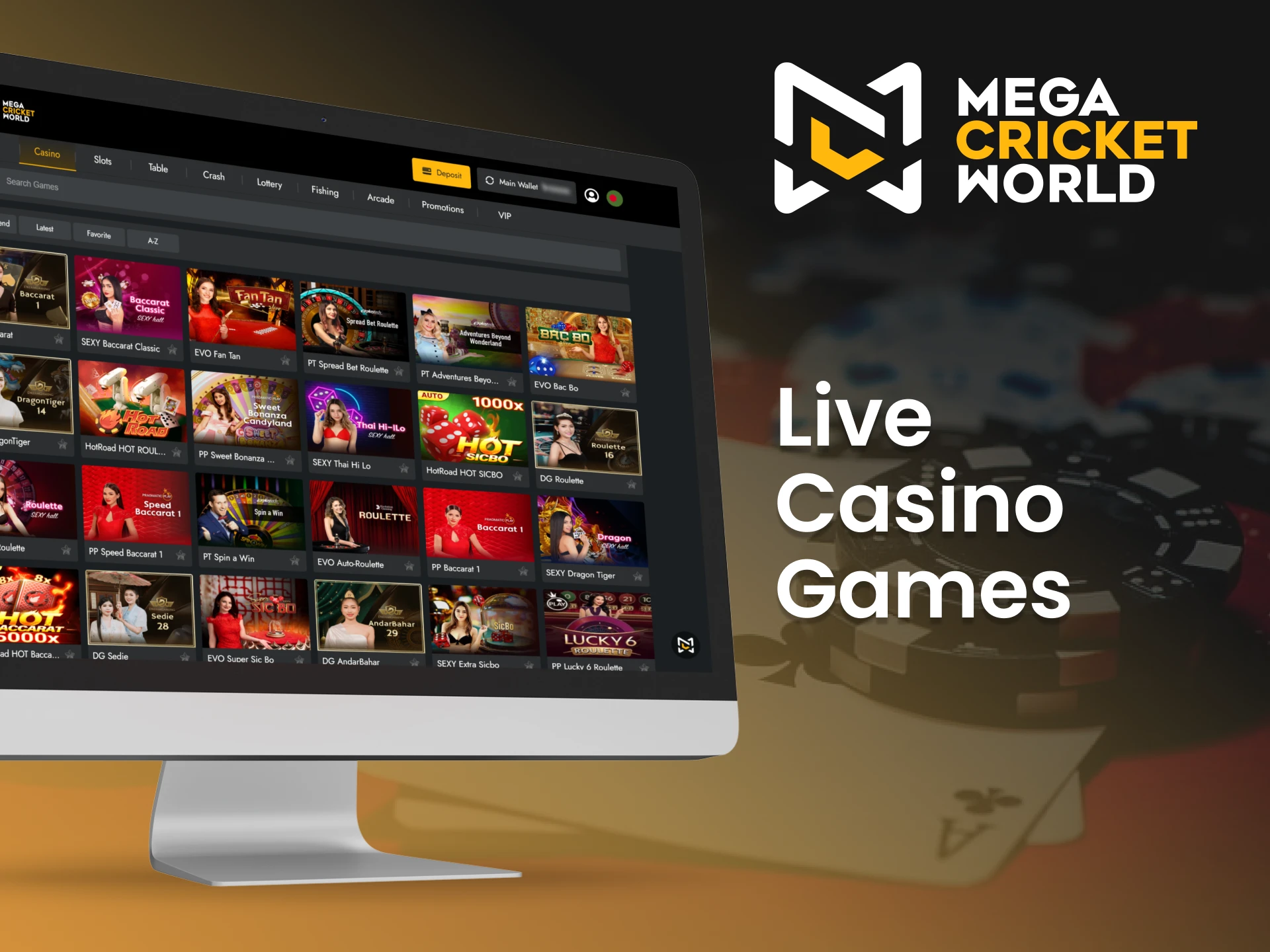 Join real-time live casino games at Mega Cricket World.