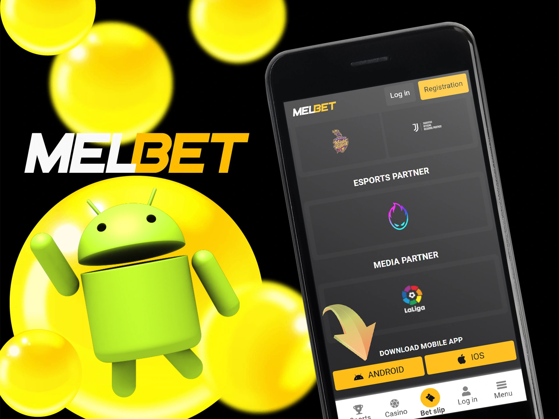 Select download for Android at Melbet.