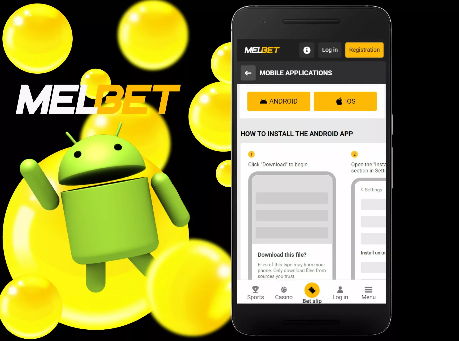 Start downloading the Melbet app.