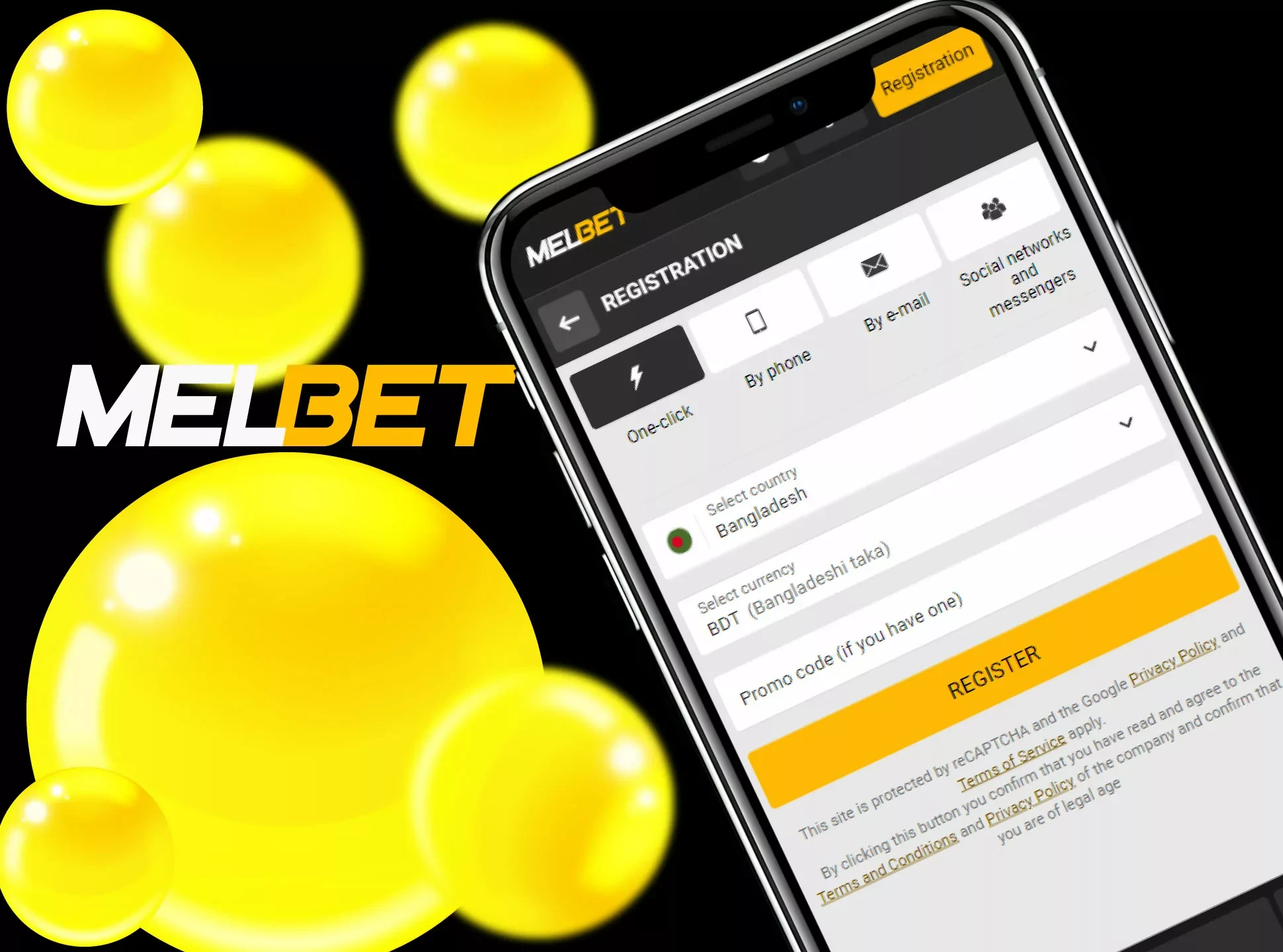 Go through registration process on the Melbet casino app.