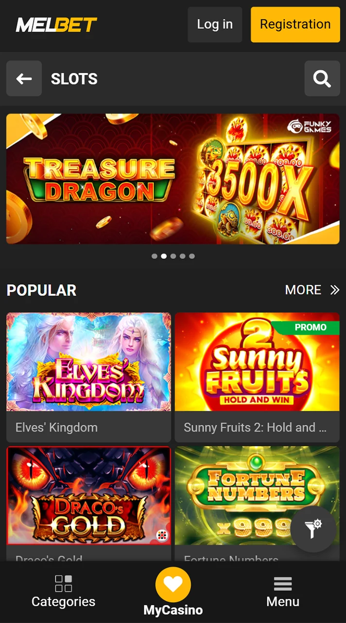 Play your favorite casino games at the Melbet app.