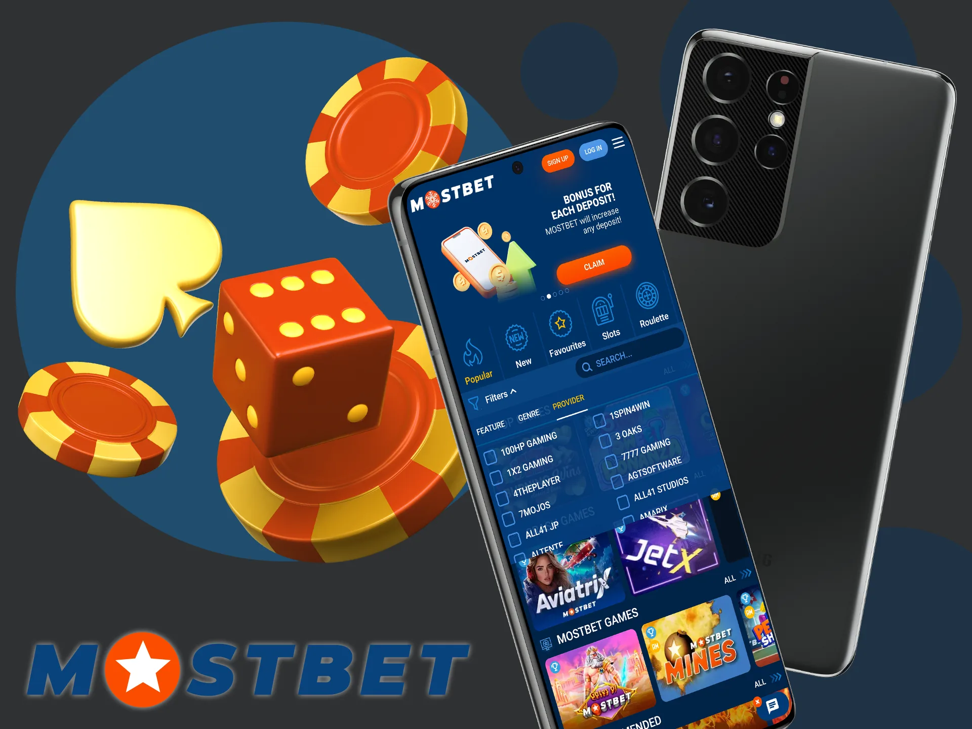 Mostbet works with leading game providers.