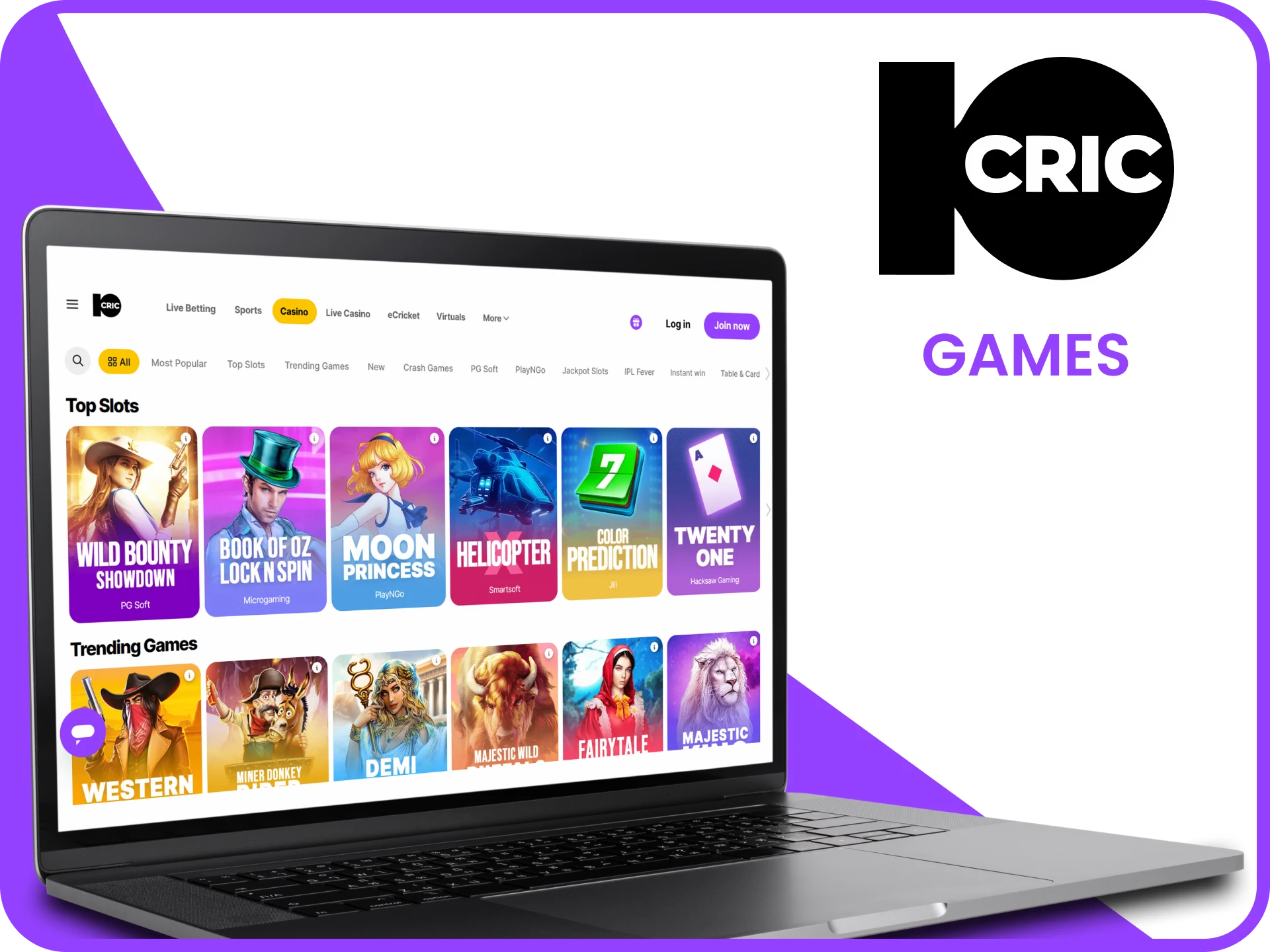 A variety of games at 10Cric casino is waiting for you.