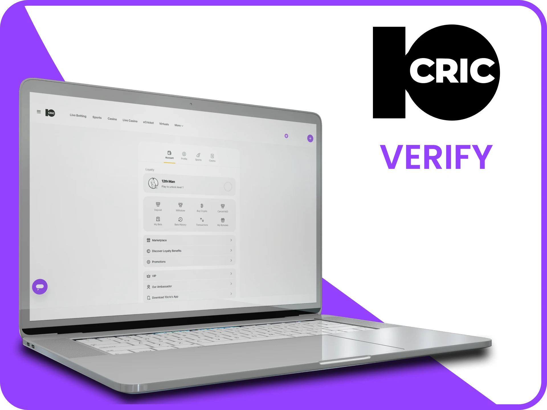 Verify your account 10Cric and get ready to play.