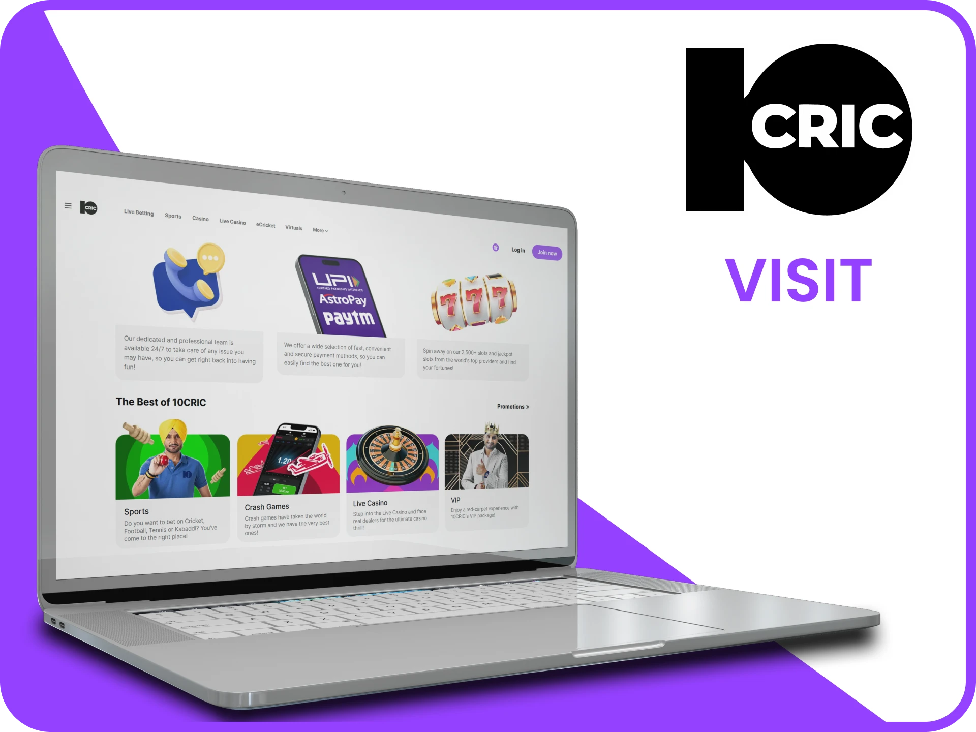 Go to the 10Cric casino site and start winning.