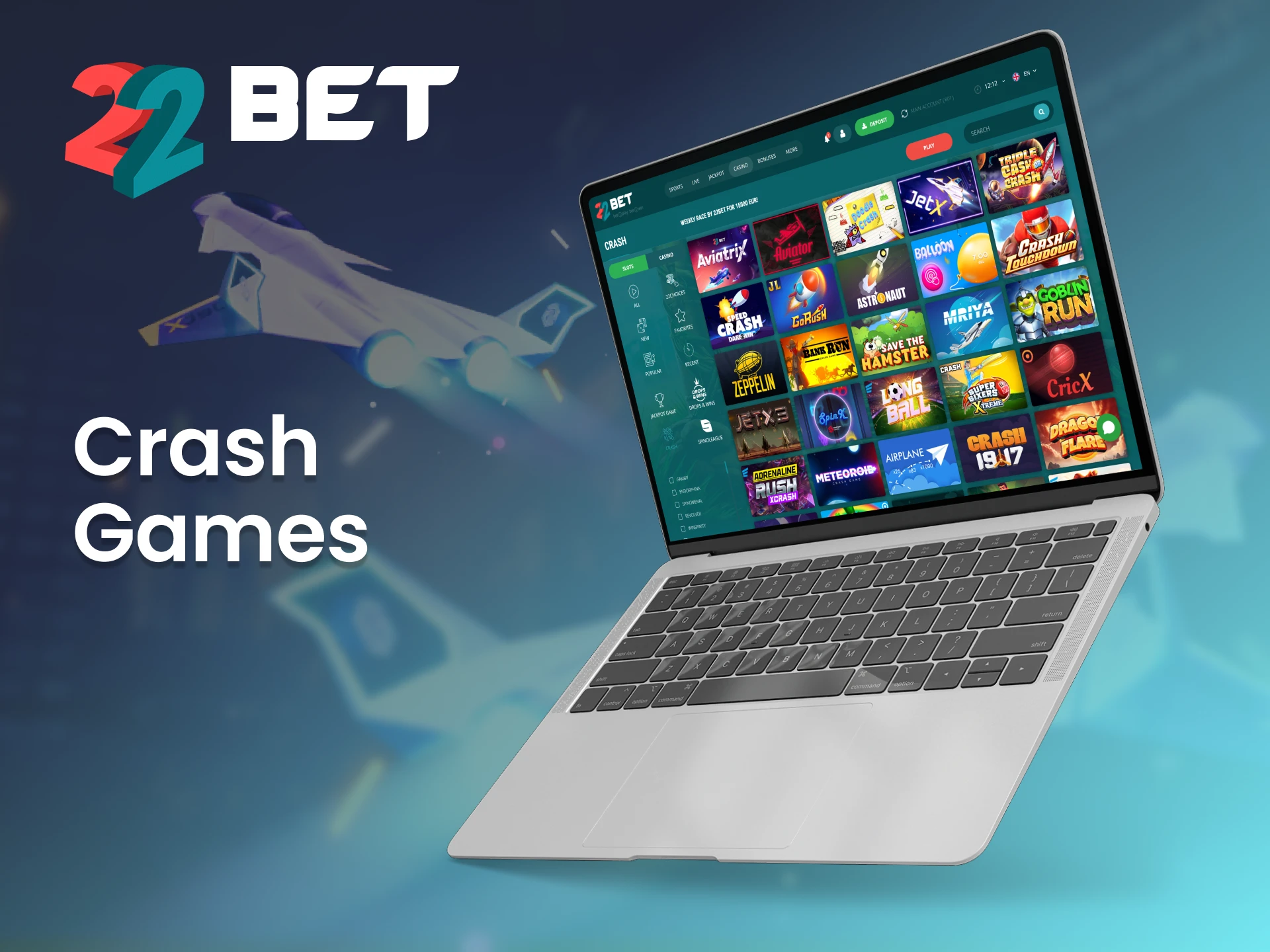 Take risks and win big with crash games at 22Bet.
