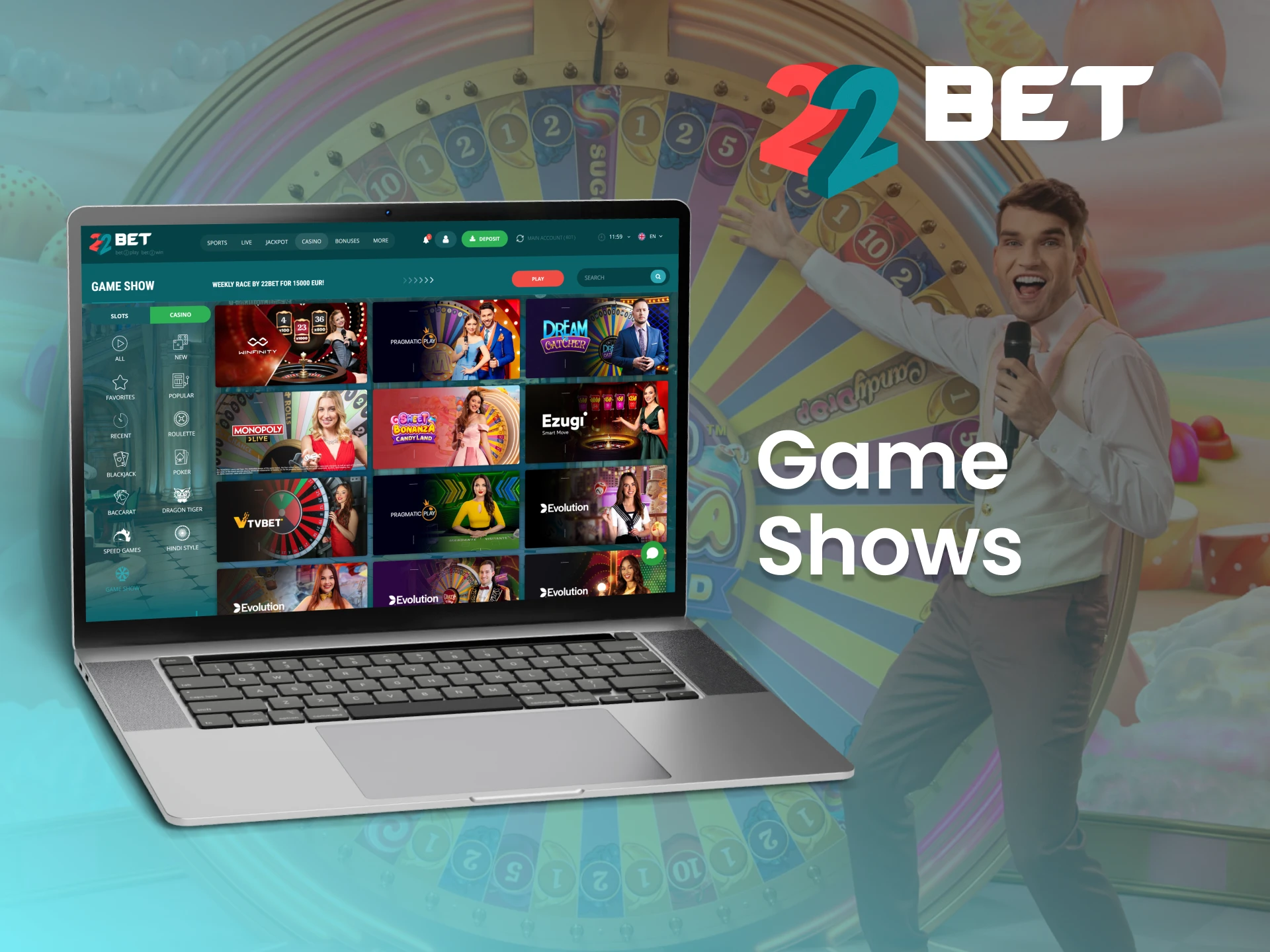 22Bet offers a variety of exciting game shows.