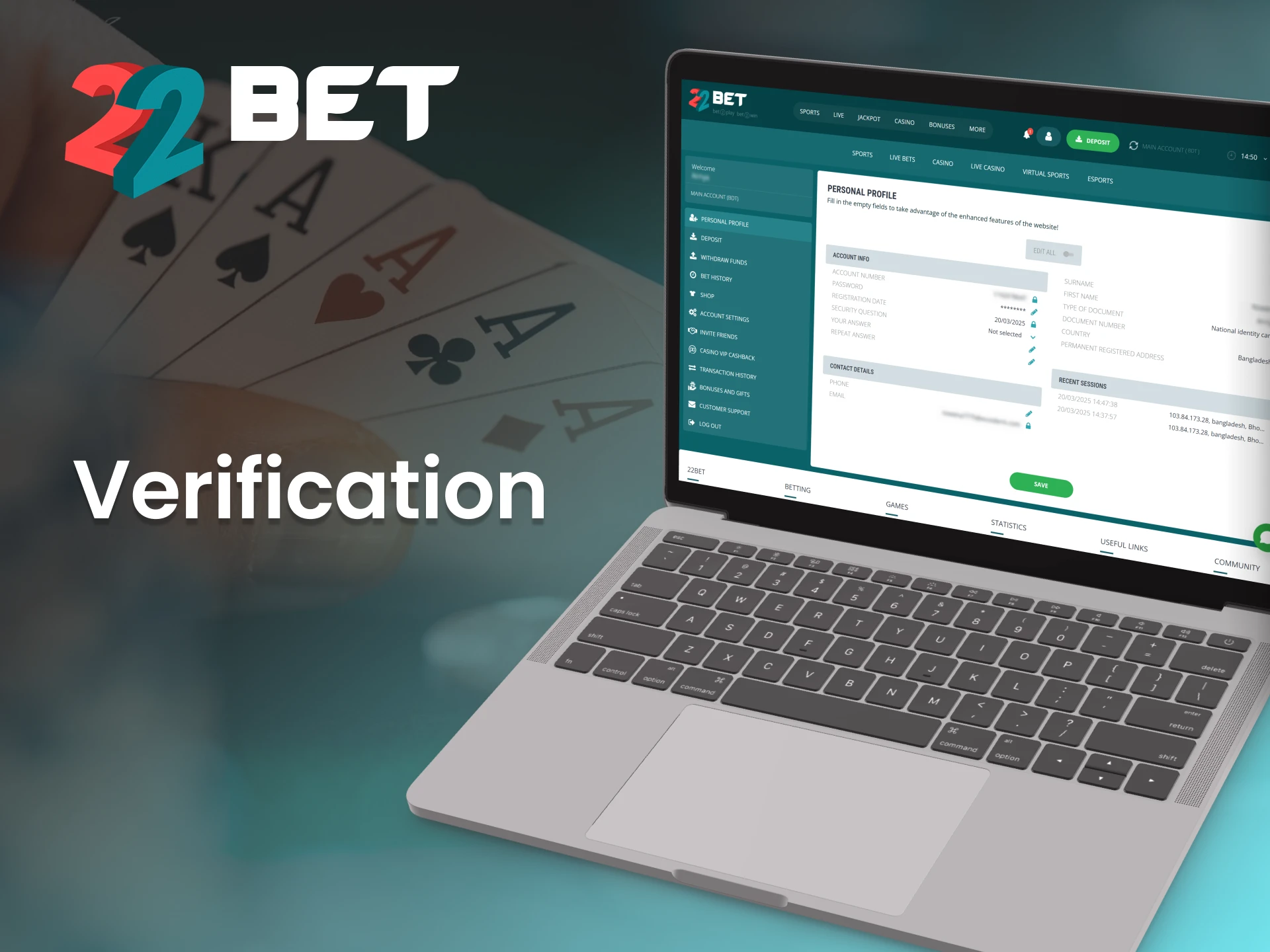Secure your gaming with a simple 22Bet account verification.