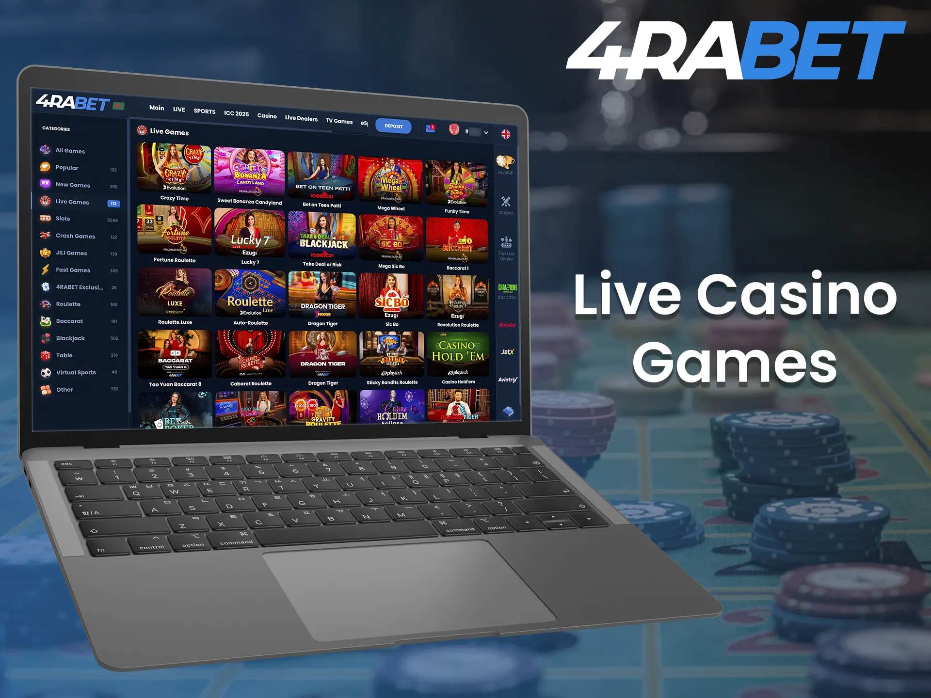 Enjoy the best live casino games available at 4Rabet.