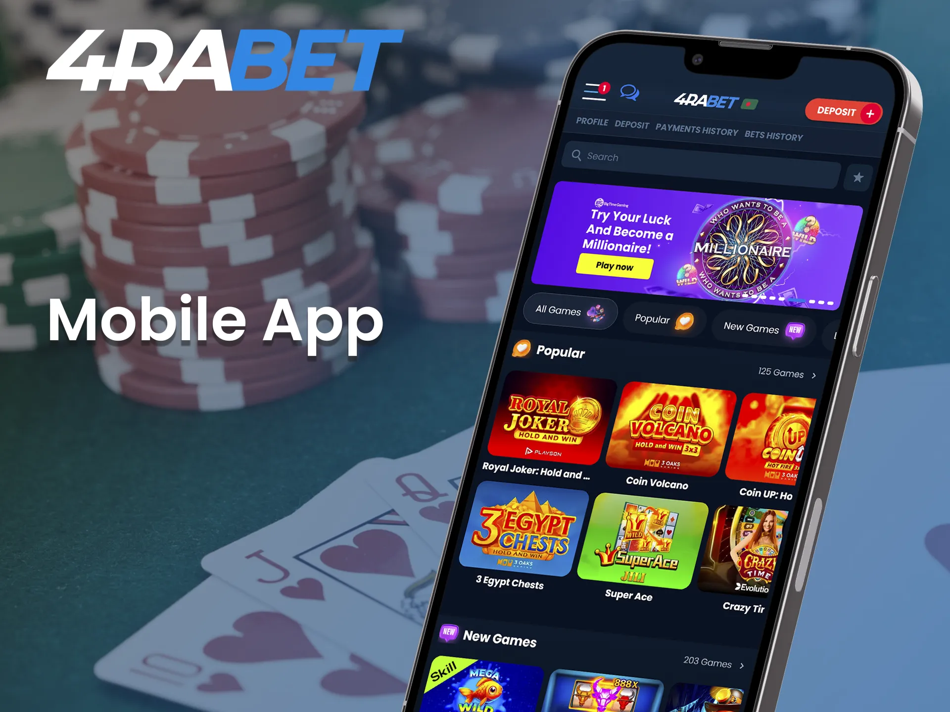 Download 4Rabet mobile app for Android and iOS.